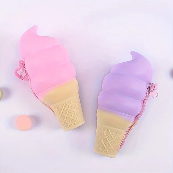 Purple Ice Cream Silicone Coin Storage Bag/Coin Purse - Picture 2 of 3